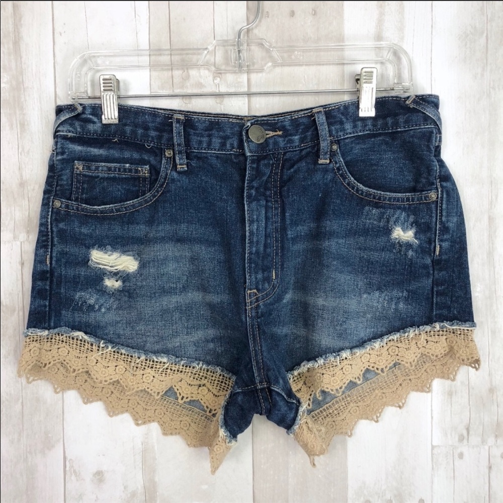 Free People Laced Crochet Denmi Shorts